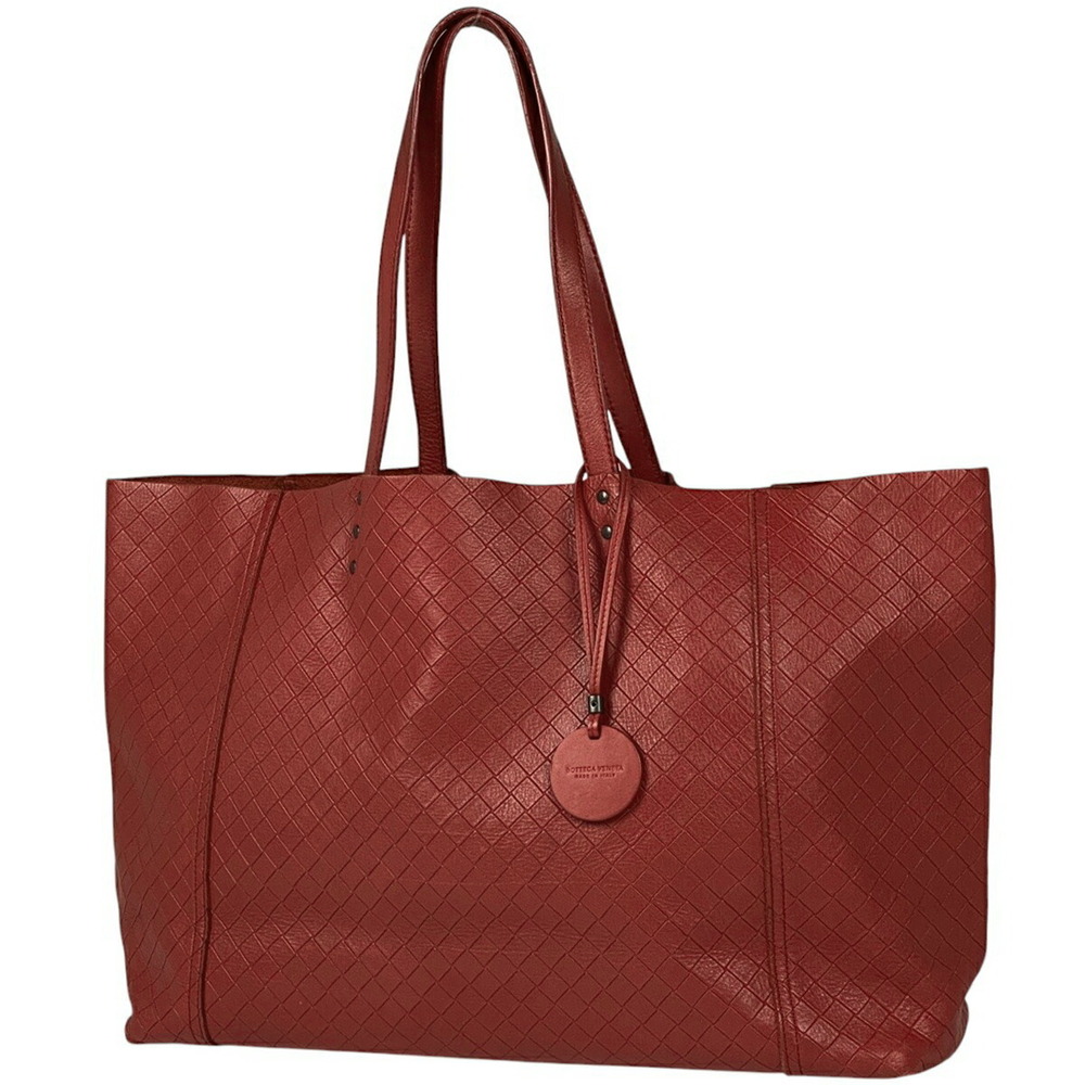 Bottega Veneta Intreccio Mirage Tote Bag Shoulder Leather Red